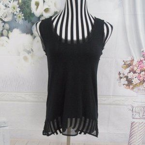 Bordeaux Black Tank Chiffon Hem Layered Top